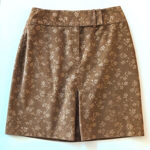 Y2K Christie & Jill cotton corduroy knee skirt w embossed floral print. Sz 16.